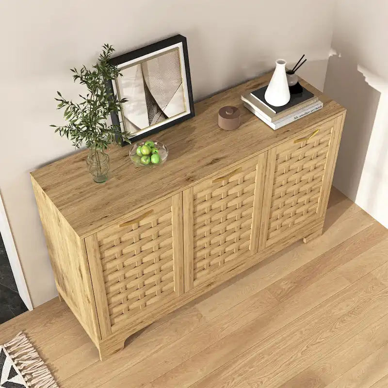 Mobile buffet credenza in stile rustico con ripiano regolabile, effetto legno