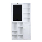 Scrivania a Muro Pieghevole Bianca con Lavagna e Mobile Contenitore, 1 Persona, 60×31.2cm
