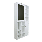 Scrivania a Muro Pieghevole Bianca con Lavagna e Mobile Contenitore, 1 Persona, 60×31.2cm