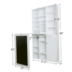Scrivania a Muro Pieghevole Bianca con Lavagna e Mobile Contenitore, 1 Persona, 60×31.2cm