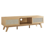 Mobile TV 60" con ante scorrevoli in rattan, Rovere/Noce, Adatto per TV fino a 65"