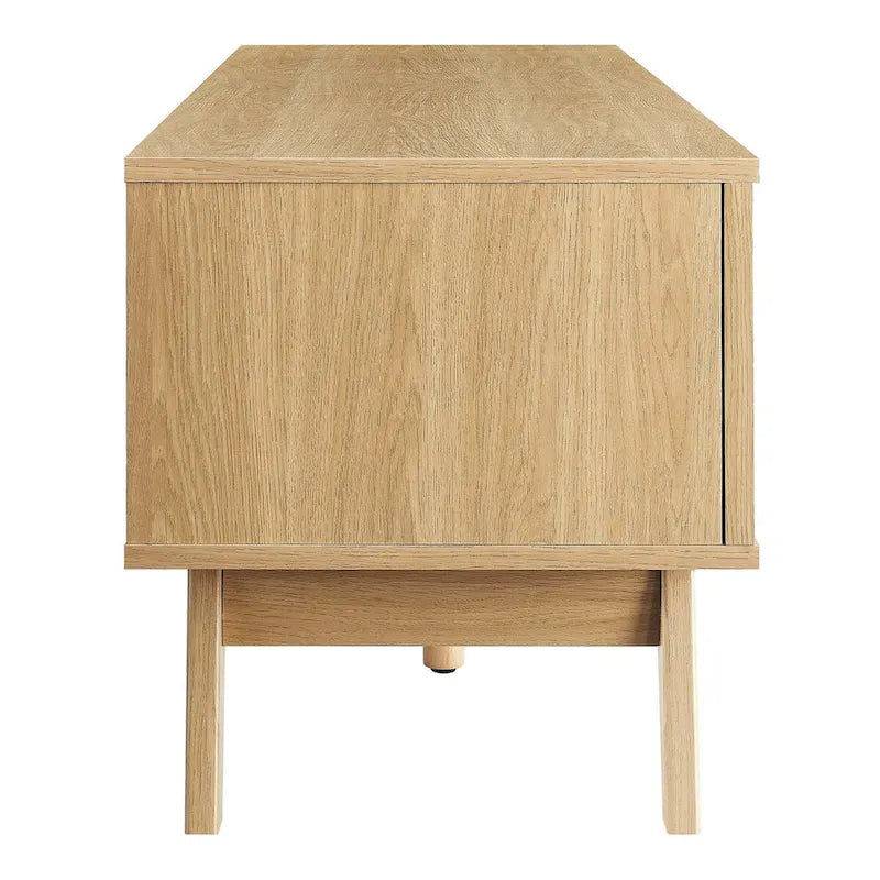 Mobile TV 60" con ante scorrevoli in rattan, Rovere/Noce, Adatto per TV fino a 65"