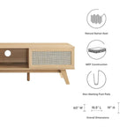 Mobile TV 60" con ante scorrevoli in rattan, Rovere/Noce, Adatto per TV fino a 65"