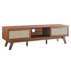Mobile TV 60" con ante scorrevoli in rattan, Rovere/Noce, Adatto per TV fino a 65"