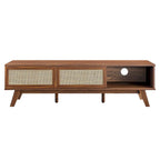 Mobile TV 60" con ante scorrevoli in rattan, Rovere/Noce, Adatto per TV fino a 65"