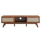 Mobile TV 60" con ante scorrevoli in rattan, Rovere/Noce, Adatto per TV fino a 65"