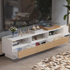 Mobile TV Bianco e Rovere con Cassetti e Ripiani a Giorno, 180 cm, Montaggio da 1 Persona