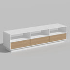 Mobile TV Bianco e Rovere con Cassetti e Ripiani a Giorno, 180 cm, Montaggio da 1 Persona