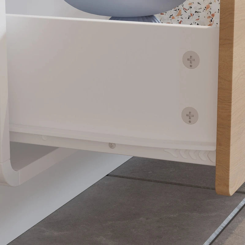 Mobile TV Bianco e Rovere con Cassetti e Ripiani a Giorno, 180 cm, Montaggio da 1 Persona