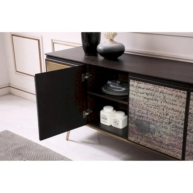 Madia a buffet moderna in fumo/ottone – 3 ante 2 cassetti, 1 posto a sedere