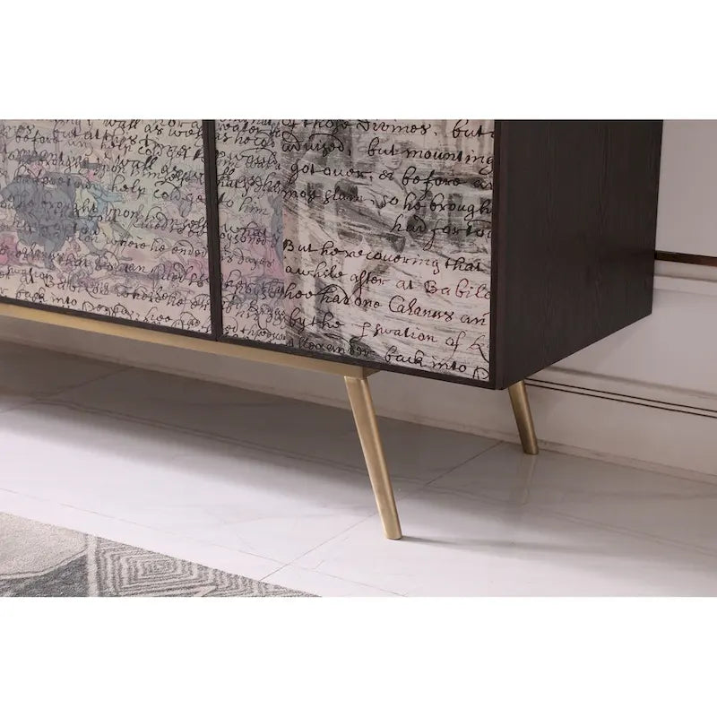 Madia a buffet moderna in fumo/ottone – 3 ante 2 cassetti, 1 posto a sedere
