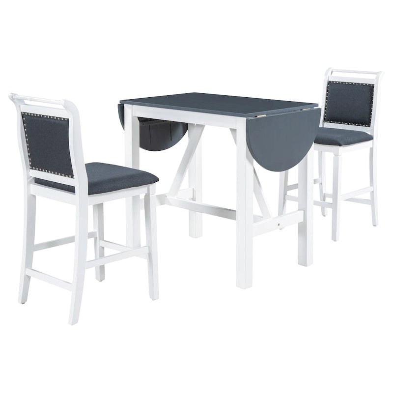 Set tavolo da pranzo con ante a ribalta beige/bianco/marrone, stile rustico, 2 posti
