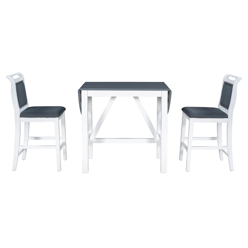 Set tavolo da pranzo con ante a ribalta beige/bianco/marrone, stile rustico, 2 posti