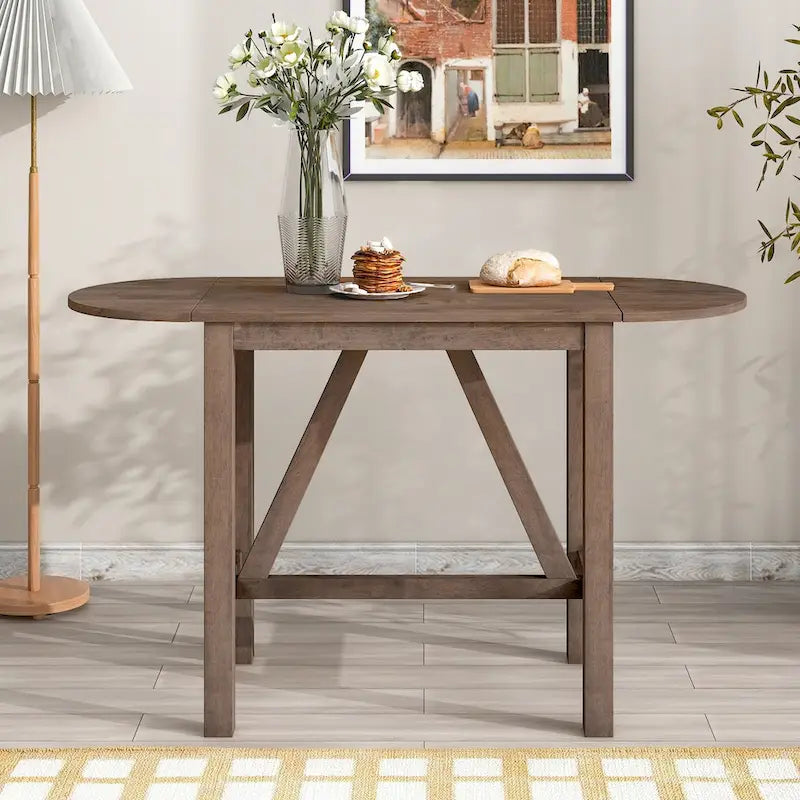 Set tavolo da pranzo con ante a ribalta beige/bianco/marrone, stile rustico, 2 posti