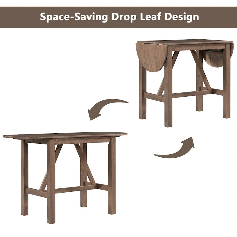 Set tavolo da pranzo con ante a ribalta beige/bianco/marrone, stile rustico, 2 posti