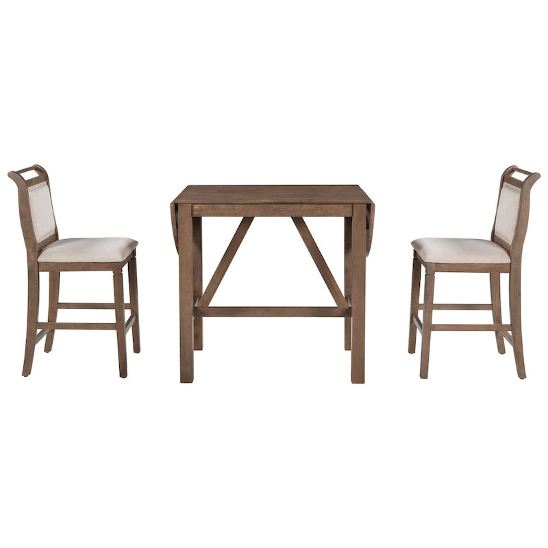 Set tavolo da pranzo con ante a ribalta beige/bianco/marrone, stile rustico, 2 posti