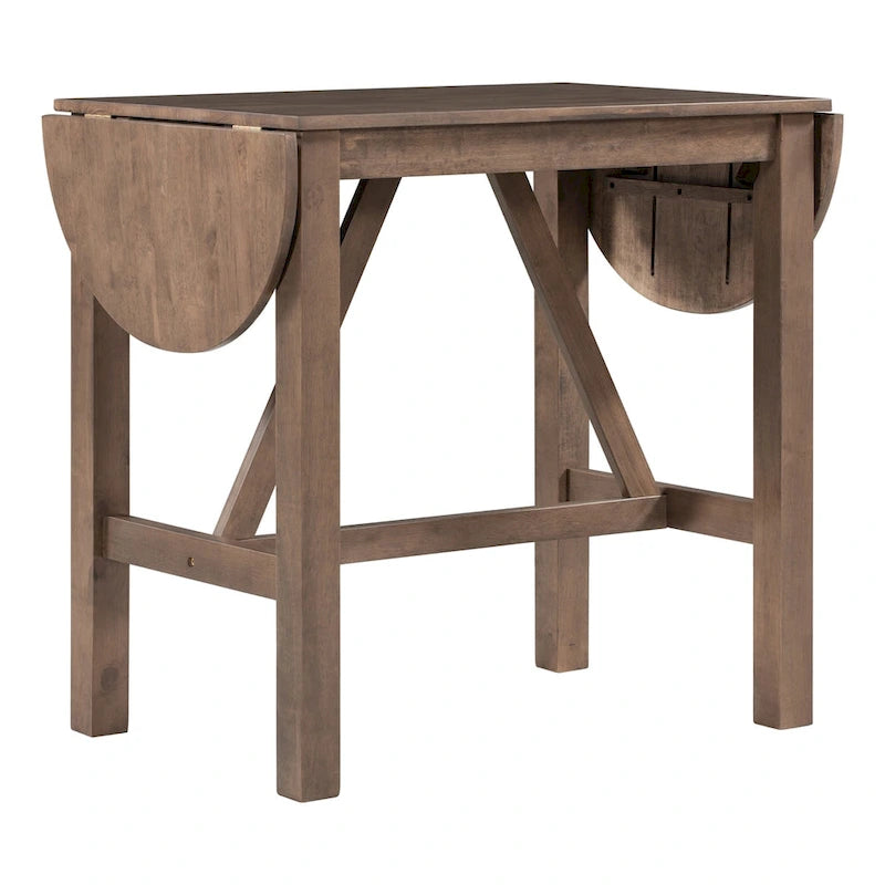 Set tavolo da pranzo con ante a ribalta beige/bianco/marrone, stile rustico, 2 posti