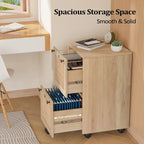 Classificatore mobile a 2 cassetti in rovere con frontale in rattan, 1 persona