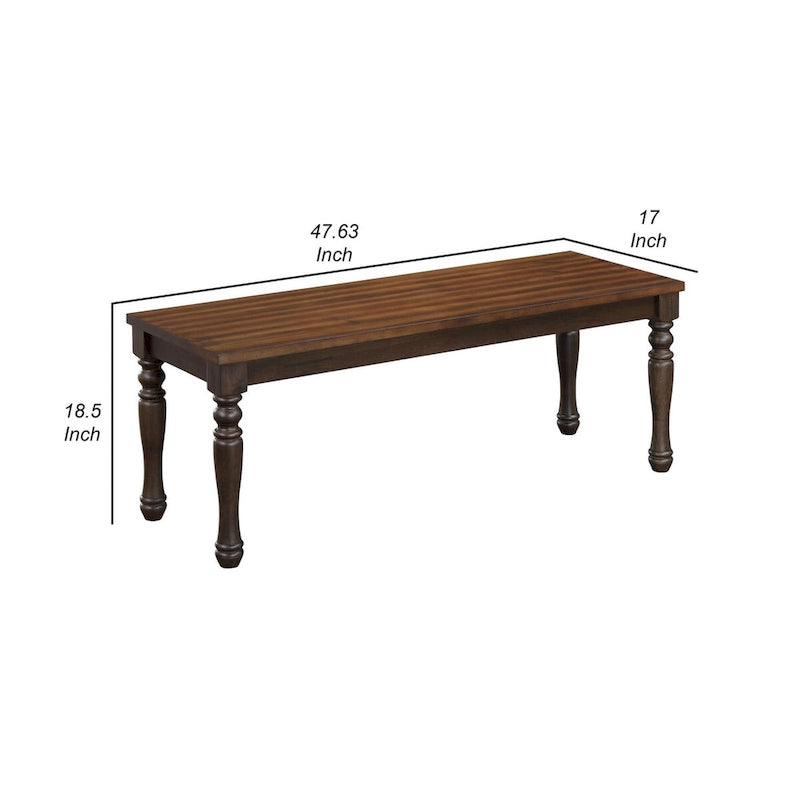 Panca da Pranzo Bicolore Marrone con Gambe Tornite, Singola, 48"