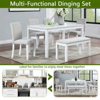 Set da pranzo rettangolare beige, stile moderno, 6 posti (tavolo + panca + 4 sedie)
