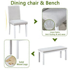 Set da pranzo rettangolare beige, stile moderno, 6 posti (tavolo + panca + 4 sedie)