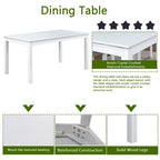 Set da pranzo rettangolare beige, stile moderno, 6 posti (tavolo + panca + 4 sedie)