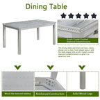 Set da pranzo rettangolare beige, stile moderno, 6 posti (tavolo + panca + 4 sedie)