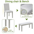 Set da pranzo rettangolare beige, stile moderno, 6 posti (tavolo + panca + 4 sedie)