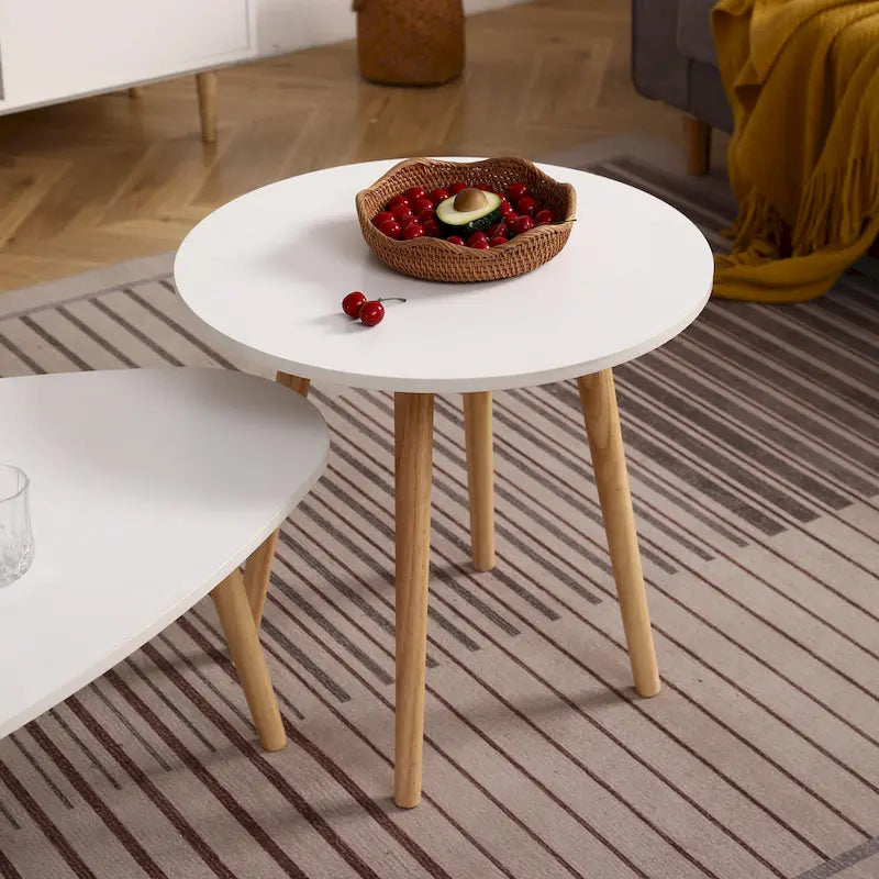 Tavolino da Caffè Rotondo Bianco, Stile Moderno, Posti a Sedere 1–2