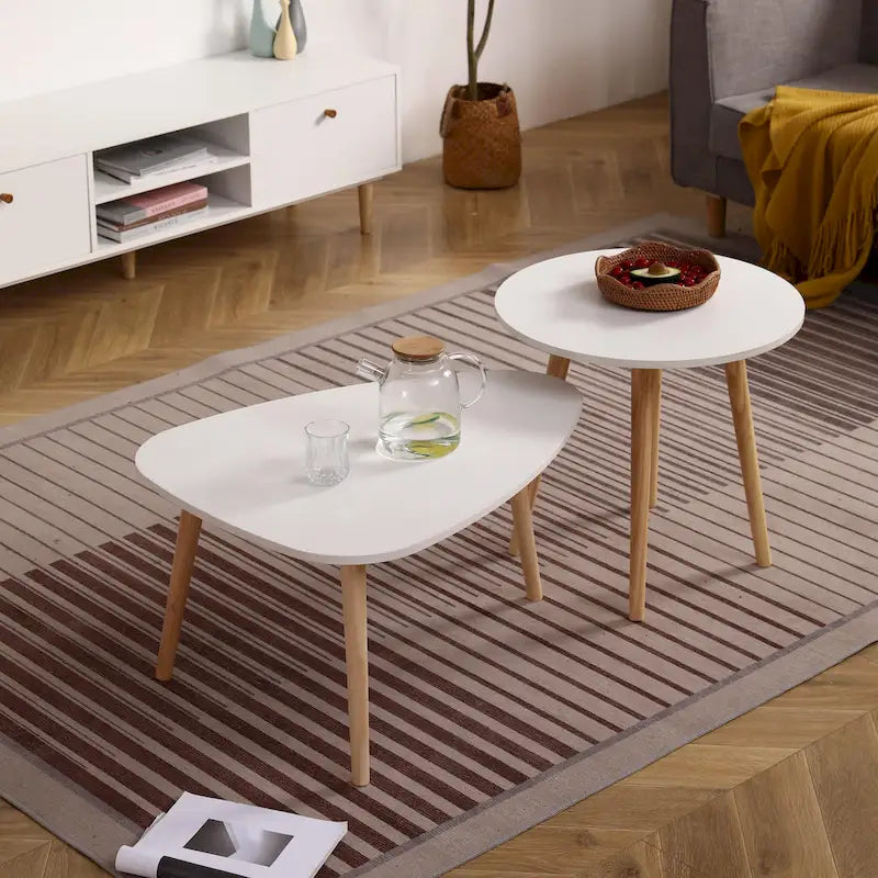 Tavolino da Caffè Rotondo Bianco, Stile Moderno, Posti a Sedere 1–2