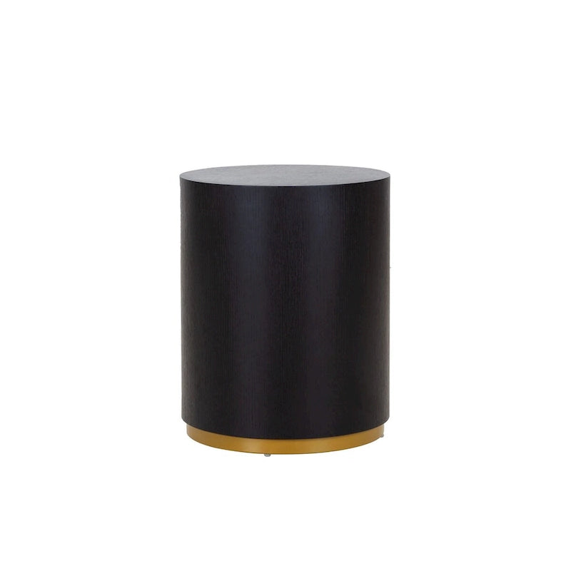 Tavolino Rotondo Nero, Piano in Legno, Monouso