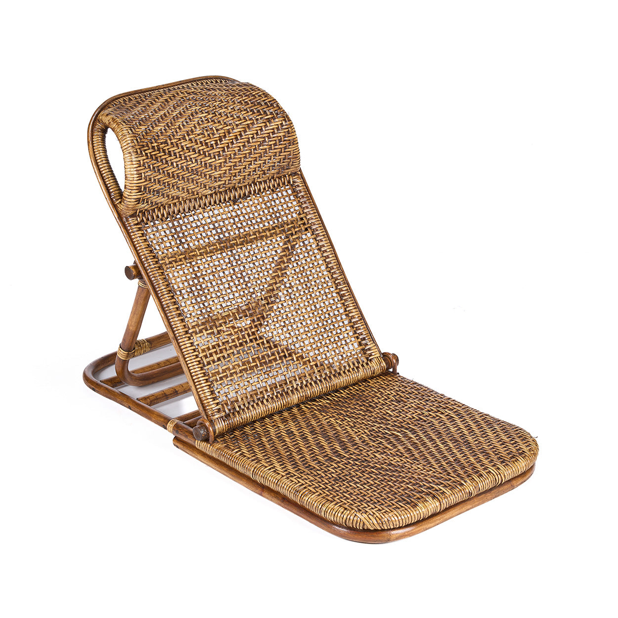 Chaise longue da pavimento in rattan - Noce scuro