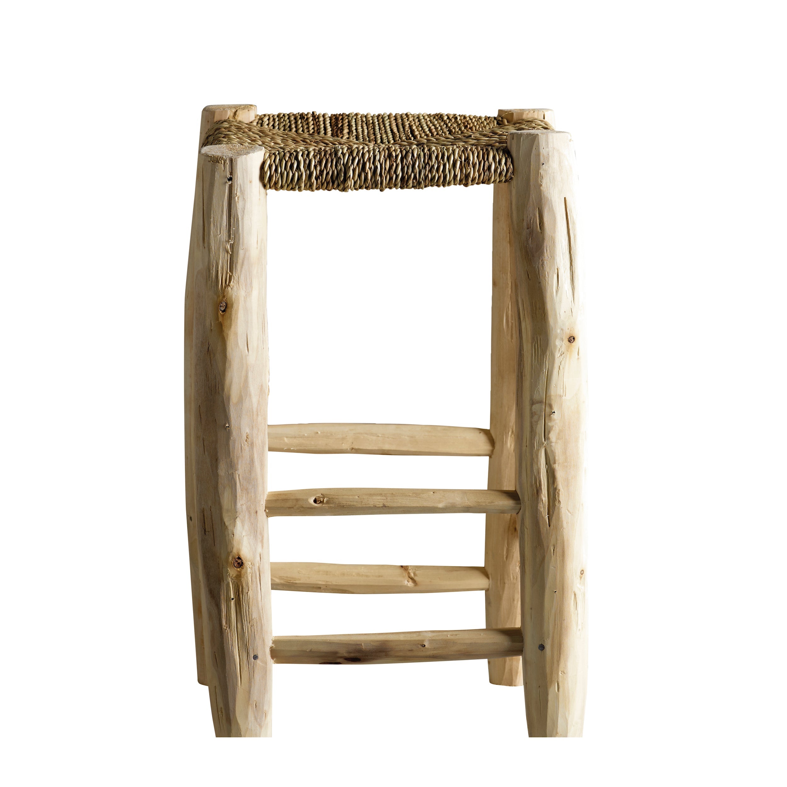 Sgabello H 50, Foglia di Palma e Legno