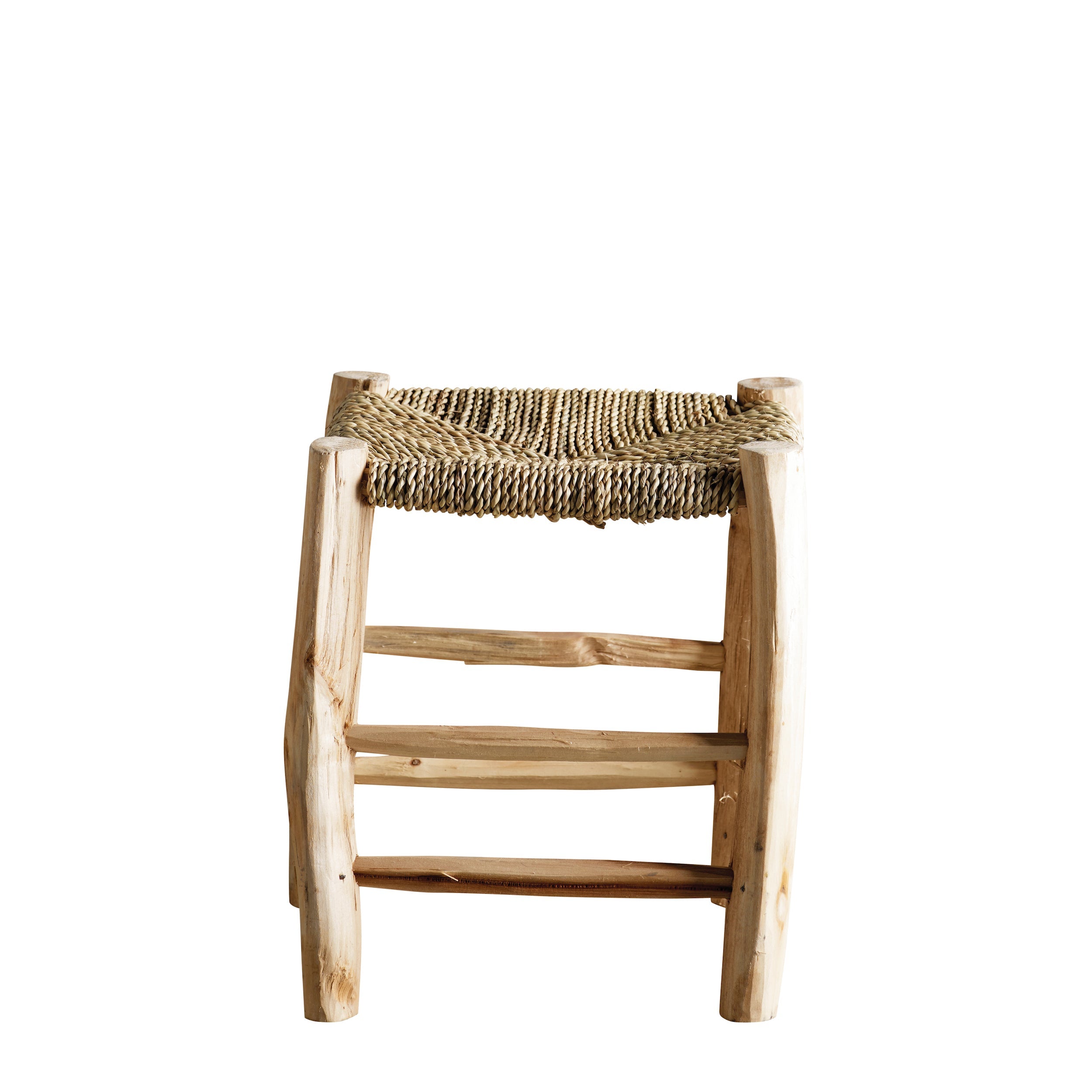 SGABELLO DOUM H 30, FOGLIE DI PALMA E LEGNO