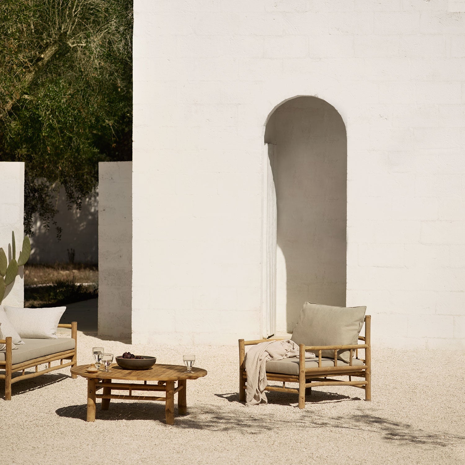 POLTRONA LOUNGE IN BAMBÙ | MATERASSO BIANCO, SABBIA, GRIGIO o NERO OPACO