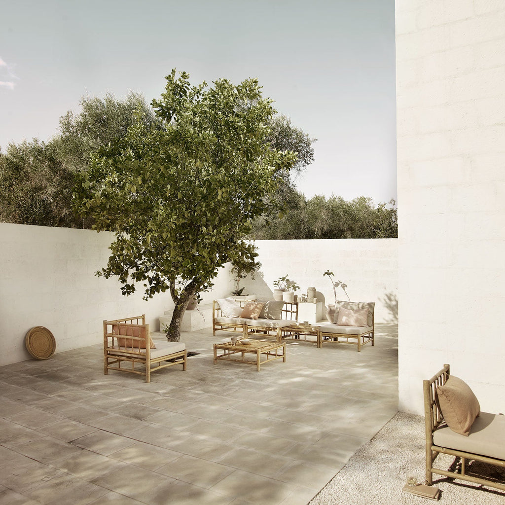 POLTRONA LOUNGE IN BAMBÙ | CUSCINO BIANCO, SABBIA, GRIGIO O NERO