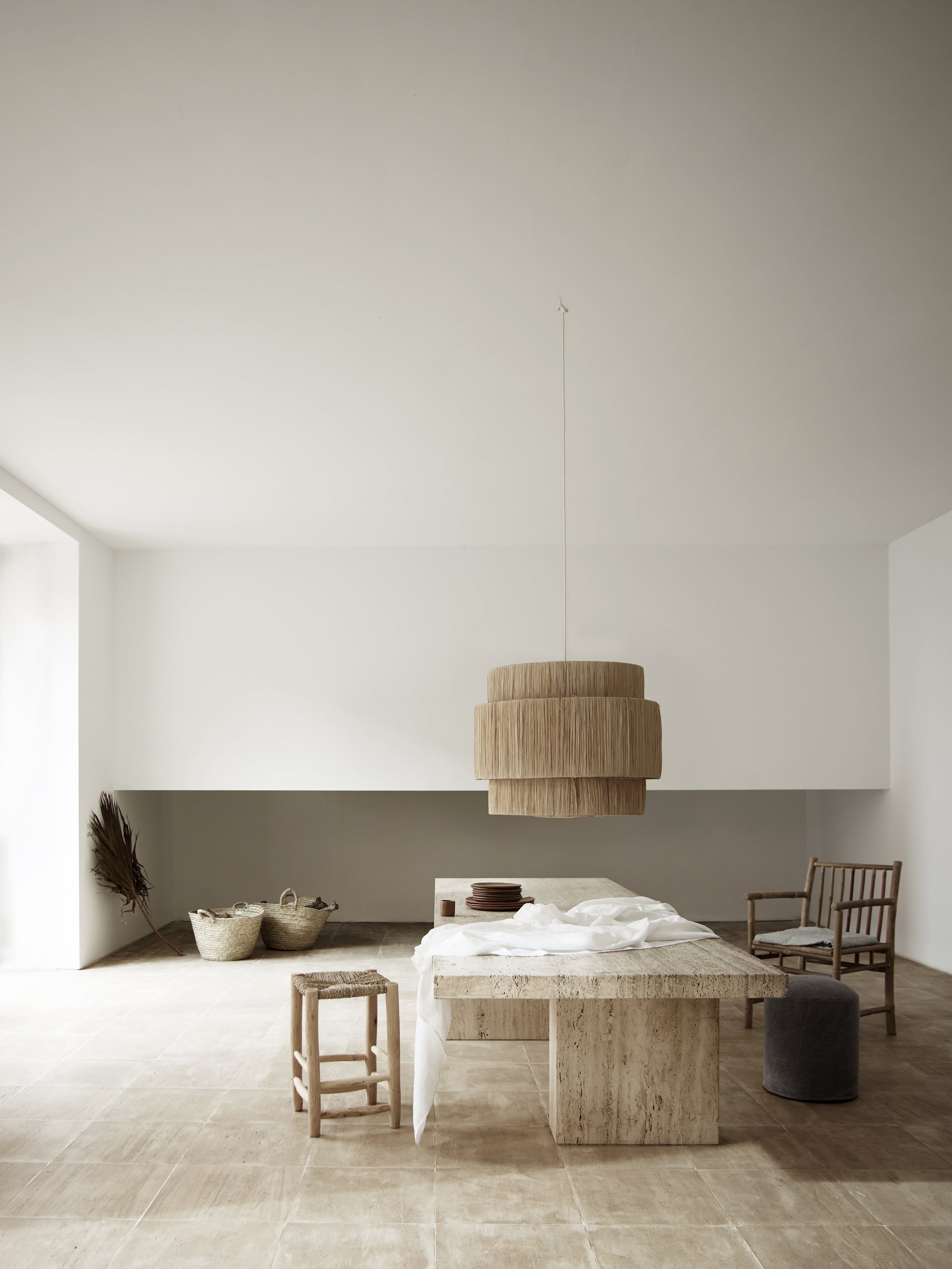 Sgabello H 50, Foglia di Palma e Legno