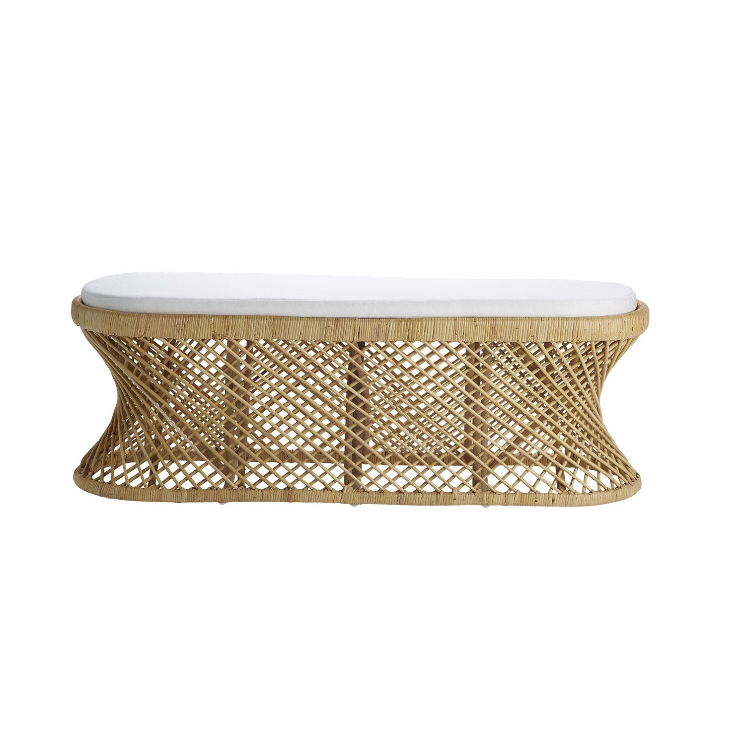 Panca in Rattan 140 cm – Cuscino Bianco o Grigio