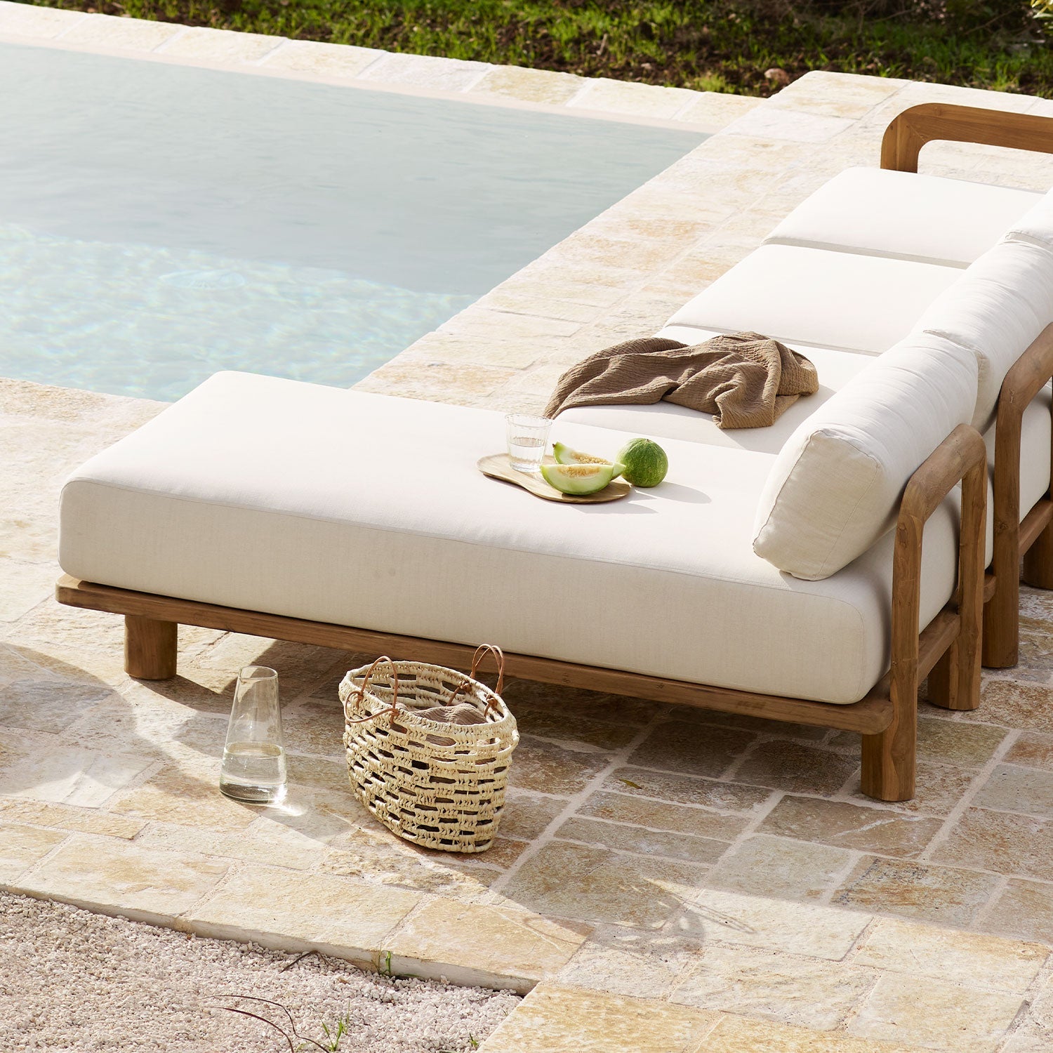 Divano Lungo in Teak Riciclato 90 x 160 cm