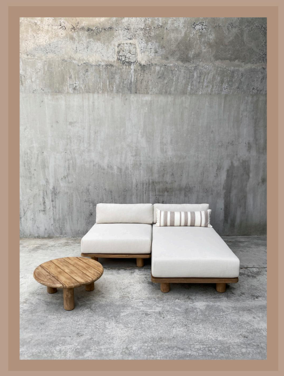 Tavolino lounge in teak | Teak riciclato | Ø 70 x H 30 cm
