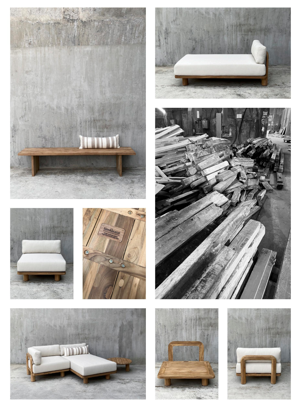 Divano Lungo in Teak Riciclato 90 x 160 cm