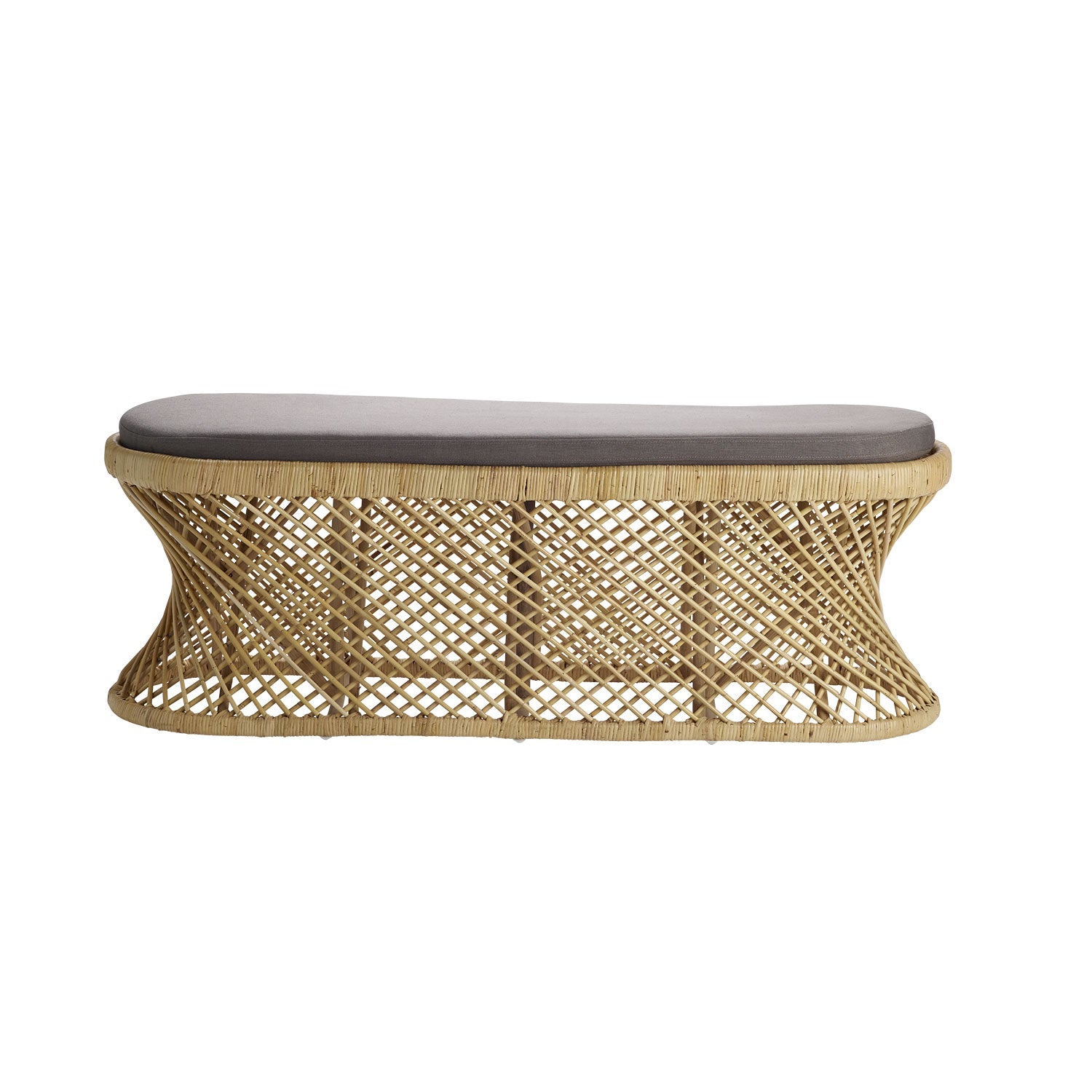 Panca in Rattan 140 cm – Cuscino Bianco o Grigio