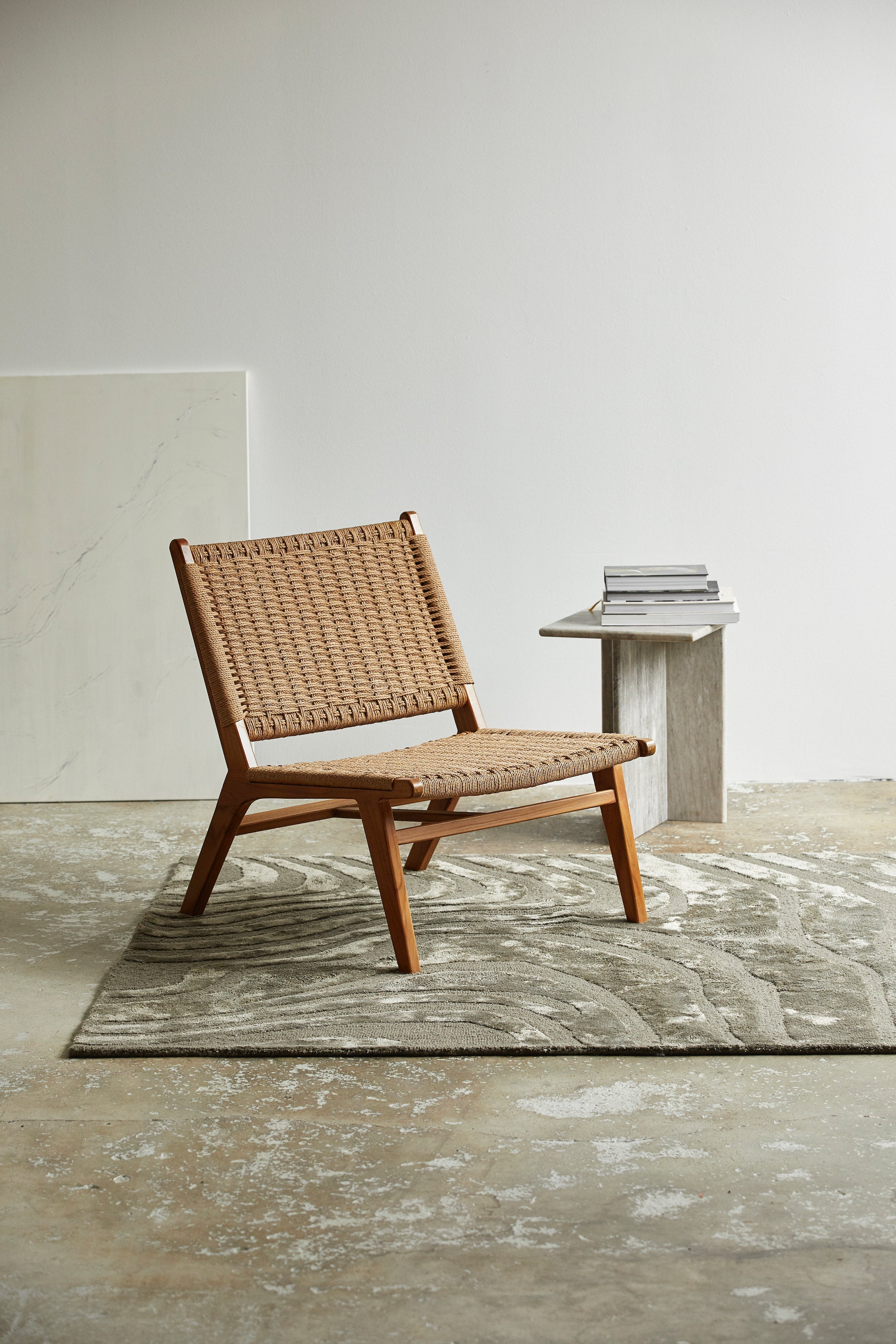 Poltrona in teak / corda di carta