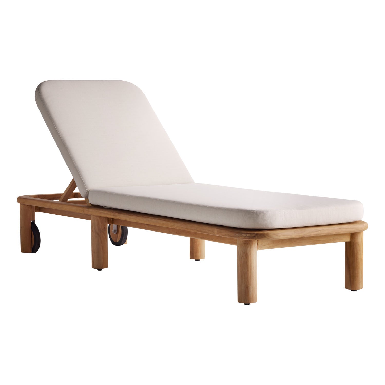 Lettino Prendisole in Teak con Cuscino, 210 x 70 x H 30 cm